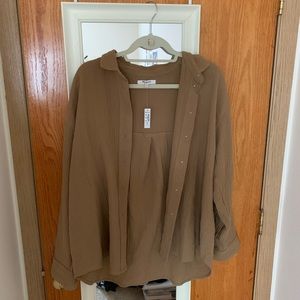 Madewell Lightspun Painter Shirt in Khaki - Size Medium
